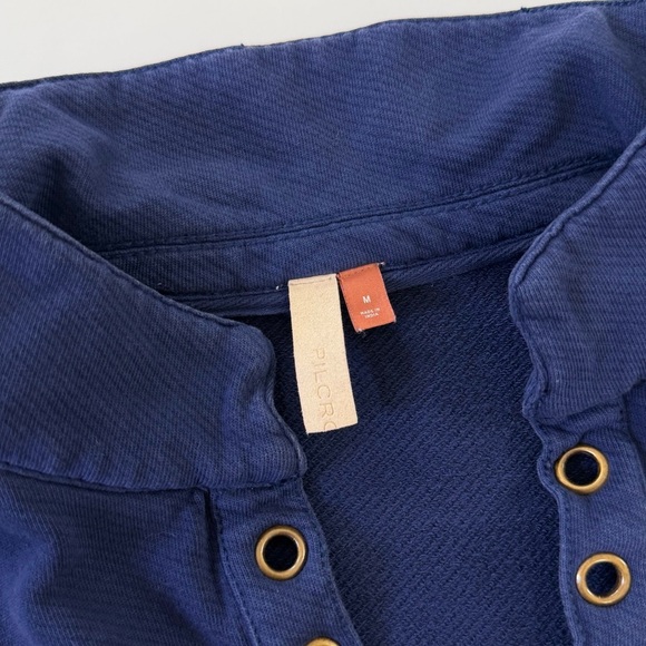 Pilcro Anthropologie Sweatshirt Womens Medium Navy Blue Grommet Pullover Henley - Picture 4 of 7